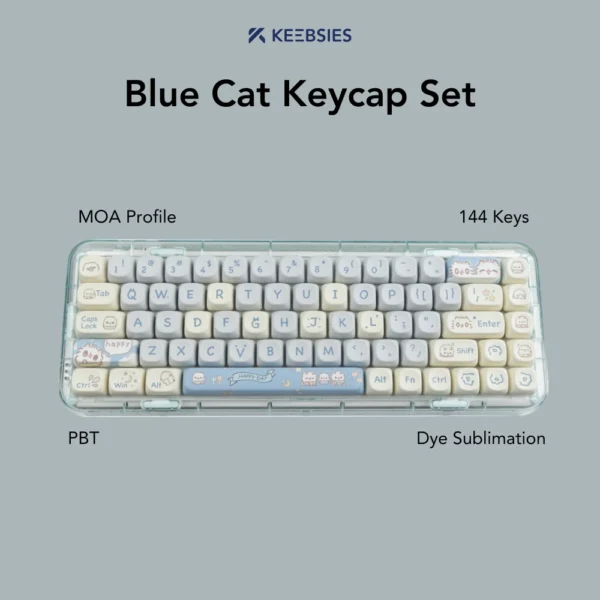 Blue Cat Keycap Set