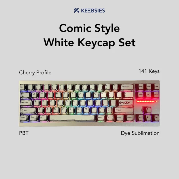 Comic Style - White Keycaps Set