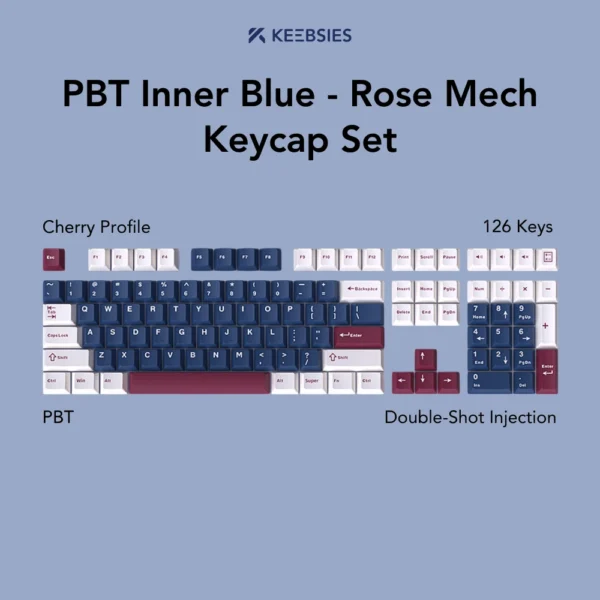 PBT Inner Blue - Rose Mech Keycap Set
