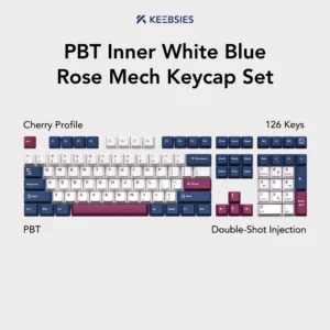 PBT Inner White Blue Rose Mech Keycap Set