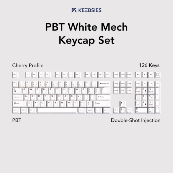 PBT White Mech Keycap Set